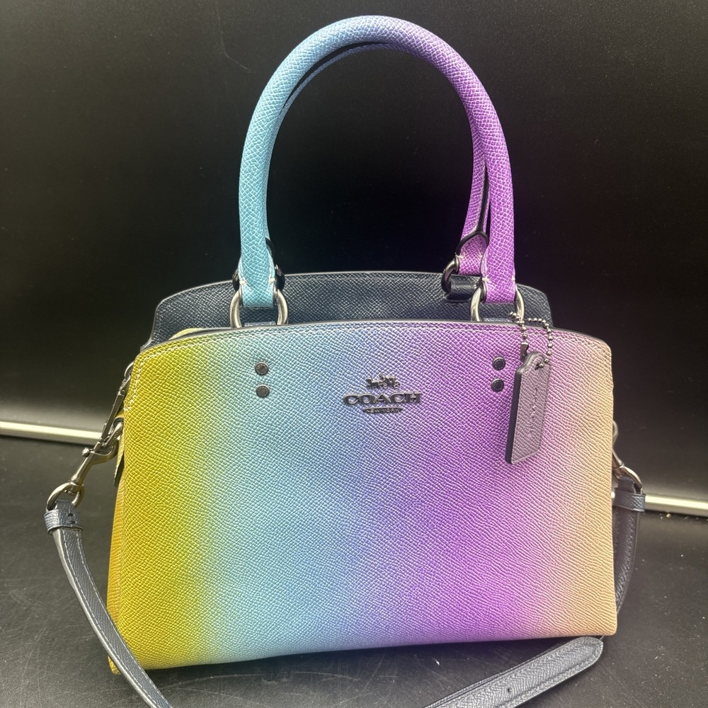 Coach Mini Lillie Carryall Rainbow Ombré Satchel 10"x7" No. A2080-91055 Purple - Picture 2 of 12